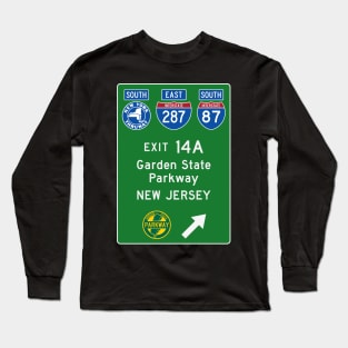 New York Thruway Southbound Exit 14A: Garden State Parkway New Jersey Long Sleeve T-Shirt